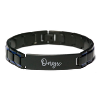 Load image into Gallery viewer, Onyx Bracelet Personalized for Men Custom Name Engraved Jewelry for Boys Men Him Birthday Christmas Adjustable Link Bracelet – front view
