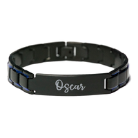 Load image into Gallery viewer, Oscar Bracelet Personalized for Men Custom Name Engraved Jewelry for Boys Men Him Birthday Christmas Adjustable Link Bracelet – front view
