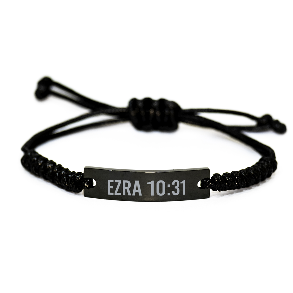 Ezra 10 31 Bracelet Ezra 10:31 Gift Bible Verse Scripture Stainless Steel Bracelet – front view