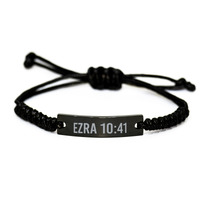 Load image into Gallery viewer, Ezra 10 41 Bracelet Ezra 10:41 Gift Bible Verse Scripture Stainless Steel Bracelet – front view
