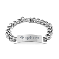 Load image into Gallery viewer, Shepherd Gifts - Personalized Cuban Link Bracelet for Men - Custom Stainless Steel Jewelry for Him – front view

