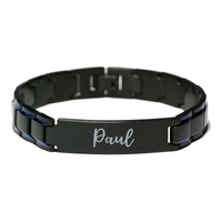 Load image into Gallery viewer, Paul Bracelet Personalized for Men Custom Name Engraved Jewelry for Boys Men Him Birthday Christmas Adjustable Link Bracelet – front view
