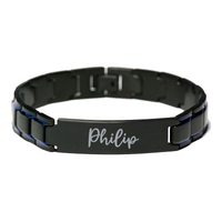 Load image into Gallery viewer, Philip Bracelet Personalized for Men Custom Name Engraved Jewelry for Boys Men Him Birthday Christmas Adjustable Link Bracelet – front view
