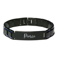 Load image into Gallery viewer, Pierce Bracelet Personalized for Men Custom Name Engraved Jewelry for Boys Men Him Birthday Christmas Adjustable Link Bracelet – front view
