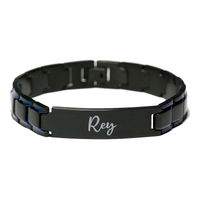 Load image into Gallery viewer, Rey Bracelet Personalized for Men Custom Name Engraved Jewelry for Boys Men Him Birthday Christmas Adjustable Link Bracelet – front view
