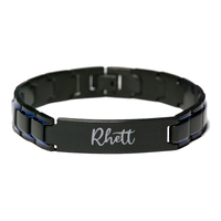 Load image into Gallery viewer, Rhett Bracelet Personalized for Men Custom Name Engraved Jewelry for Boys Men Him Birthday Christmas Adjustable Link Bracelet – front view
