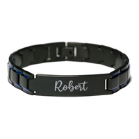 Load image into Gallery viewer, Robert Bracelet Personalized for Men Custom Name Engraved Jewelry for Boys Men Him Birthday Christmas Adjustable Link Bracelet – front view
