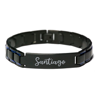 Load image into Gallery viewer, Santiago Bracelet Personalized for Men Custom Name Engraved Jewelry for Boys Men Him Birthday Christmas Adjustable Link Bracelet – front view
