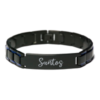 Load image into Gallery viewer, Santos Bracelet Personalized for Men Custom Name Engraved Jewelry for Boys Men Him Birthday Christmas Adjustable Link Bracelet – front view
