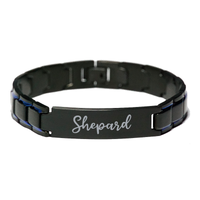 Load image into Gallery viewer, Shepard Bracelet Personalized for Men Custom Name Engraved Jewelry for Boys Men Him Birthday Christmas Adjustable Link Bracelet – front view
