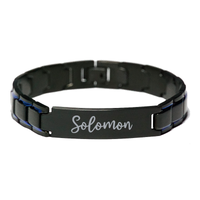Load image into Gallery viewer, Solomon Bracelet Personalized for Men Custom Name Engraved Jewelry for Boys Men Him Birthday Christmas Adjustable Link Bracelet – front view

