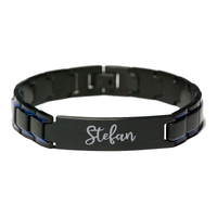 Load image into Gallery viewer, Stefan Bracelet Personalized for Men Custom Name Engraved Jewelry for Boys Men Him Birthday Christmas Adjustable Link Bracelet – front view
