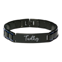 Load image into Gallery viewer, Tadhg Bracelet Personalized for Men Custom Name Engraved Jewelry for Boys Men Him Birthday Christmas Adjustable Link Bracelet – front view
