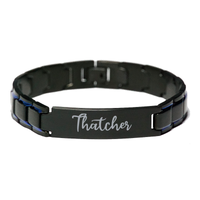 Load image into Gallery viewer, Thatcher Bracelet Personalized for Men Custom Name Engraved Jewelry for Boys Men Him Birthday Christmas Adjustable Link Bracelet – front view
