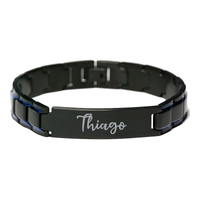 Load image into Gallery viewer, Thiago Bracelet Personalized for Men Custom Name Engraved Jewelry for Boys Men Him Birthday Christmas Adjustable Link Bracelet – front view
