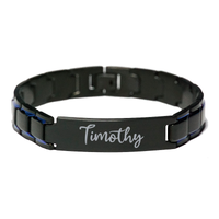 Load image into Gallery viewer, Timothy Bracelet Personalized for Men Custom Name Engraved Jewelry for Boys Men Him Birthday Christmas Adjustable Link Bracelet – front view
