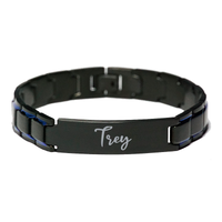 Load image into Gallery viewer, Trey Bracelet Personalized for Men Custom Name Engraved Jewelry for Boys Men Him Birthday Christmas Adjustable Link Bracelet – front view
