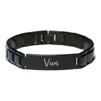Load image into Gallery viewer, Van Bracelet Personalized for Men Custom Name Engraved Jewelry for Boys Men Him Birthday Christmas Adjustable Link Bracelet – front view
