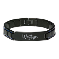 Load image into Gallery viewer, Westyn Bracelet Personalized for Men Custom Name Engraved Jewelry for Boys Men Him Birthday Christmas Adjustable Link Bracelet – front view
