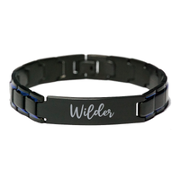 Load image into Gallery viewer, Wilder Bracelet Personalized for Men Custom Name Engraved Jewelry for Boys Men Him Birthday Christmas Adjustable Link Bracelet – front view
