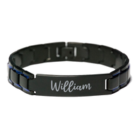 Load image into Gallery viewer, William Bracelet Personalized for Men Custom Name Engraved Jewelry for Boys Men Him Birthday Christmas Adjustable Link Bracelet – front view
