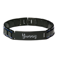 Load image into Gallery viewer, Yannis Bracelet Personalized for Men Custom Name Engraved Jewelry for Boys Men Him Birthday Christmas Adjustable Link Bracelet – front view
