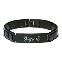 Load image into Gallery viewer, Yisroel Bracelet Personalized for Men Custom Name Engraved Jewelry for Boys Men Him Birthday Christmas Adjustable Link Bracelet – front view
