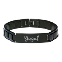 Load image into Gallery viewer, Yusuf Bracelet Personalized for Men Custom Name Engraved Jewelry for Boys Men Him Birthday Christmas Adjustable Link Bracelet – front view
