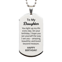 Load image into Gallery viewer, Birthday Gifts for Daughter - Happy Birthday Dog Tag Necklace for Daughter - Stainless Steel – front view

