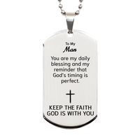 Load image into Gallery viewer, To My Man Dog Tag Necklace - Christian Gifts for My Man - To My Man Necklace – front view
