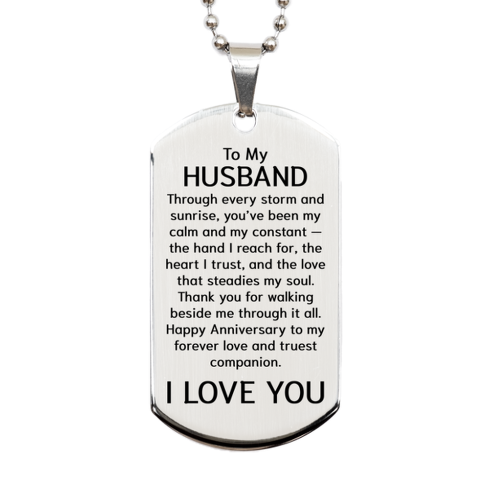 To My Husband Necklace - Husband Christmas Gift for Wife - To My Husband Dog Tag Necklace - Stainless Steel – front view