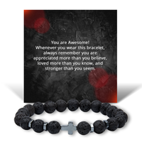 Load image into Gallery viewer, Lava Rock Bracelet for Women, Cross Bracelet for Christians, Encouragement Gifts for Him, Christmas Gifts for Her – front view
