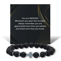 Load image into Gallery viewer, Lava Stone Bracelet for Men, Christmas Gifts for Christians, Bracelet for Christian Men – front view

