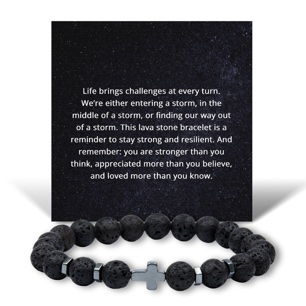 Lava Rock Bracelet for Women, Encouragement Gifts for Her, Inspirational Gifts for Men – front view