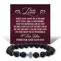Load image into Gallery viewer, To My Lover Bracelet – Romantic Jewelry for Him – Lava Rock Cross Bracelet with Message Card
