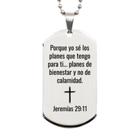 Load image into Gallery viewer, Jeremías 29 11 español Collar - Planes de Bienestar Dog Tag - Regalo Cristiano para Hijo o Hombre - Jeremiah 29:11 in Spanish
