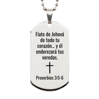 Load image into Gallery viewer, Proverbios 3 5-6 en español Collar - Fíate de Jehová Dog Tag - Regalo para Hijo de Madre o Padre - Proverbs 3:5-6 in Spanish
