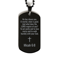 Load image into Gallery viewer, Micah 6:8 Dog Tag, Bible Verse Gift for Men and Women – front view
