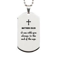 Load image into Gallery viewer, Matthew 28:20 Necklace, Christian Dog Tag Necklace, Bible Verse Gift, Faith Jewelry, Scripture Necklace, Religious Gift for Men or Women – front view
